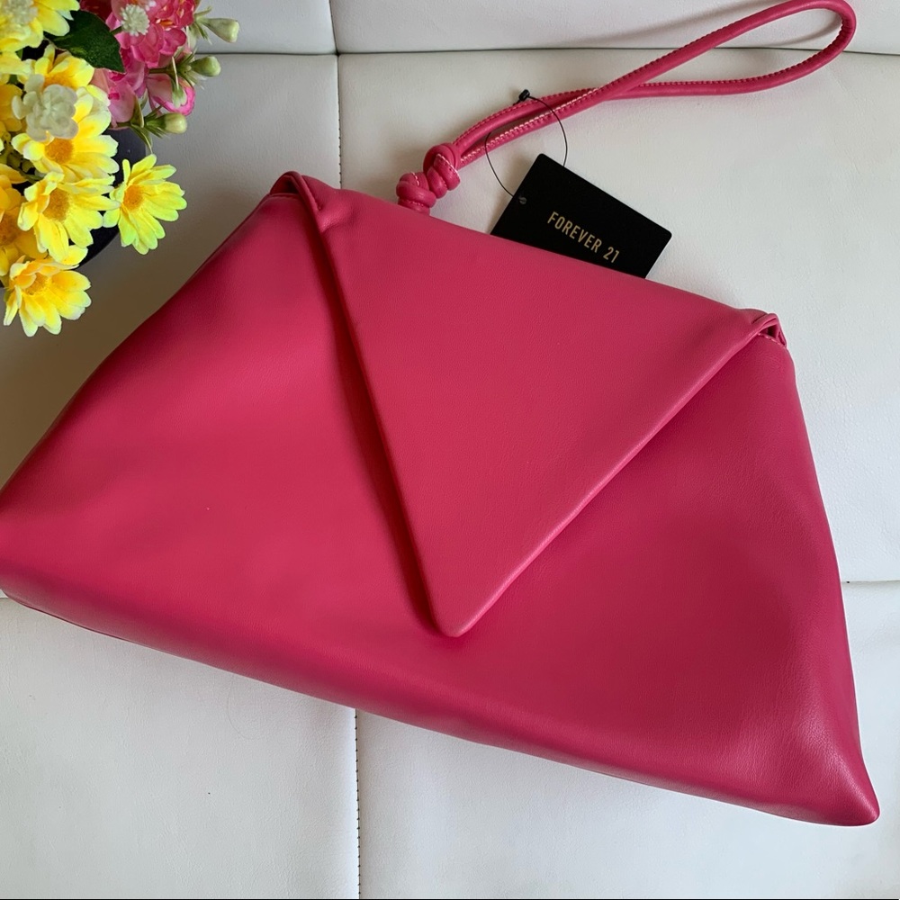 Forever21 Envelope Folded Clutch in Hot Pink